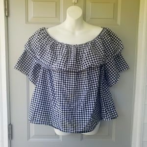 Boutique Black and White Ruffle Shirt